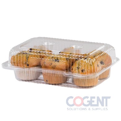6 Count Cupcake Cont Clear 2-1/8" Bottom 350/cs