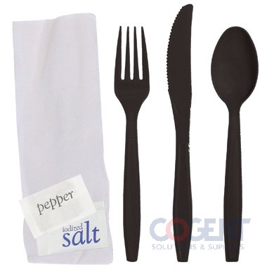 Cutlery Kit Blk Hvy Wt PS K/F/S/N/Slt/Pep 250/cs GTS