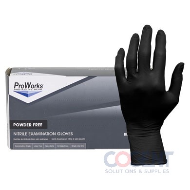 Nitrile Glove PF 5mil Black Large 10/100