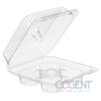 4 Count Cupcake Container Clear w/Hinged Lid   300/cs  SLP45