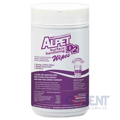 Alpet D2 Sanitizer Wipes 6/160/cs       SSW0002