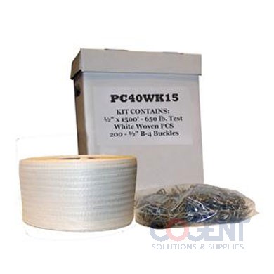 Strap Kit: 1/2x3000' Poly Strap 1 Tensioner, 300 Wire Buckles