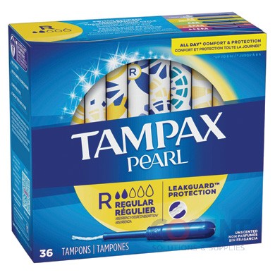 Tampax Pearl Tampons Regular Absorbency 12/36/cs