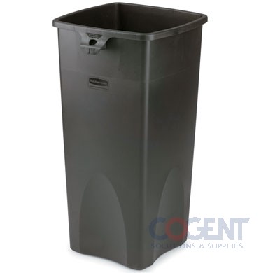 Waste Receptacle, 23 gal Black Untouchable Square Plastic 1 ea