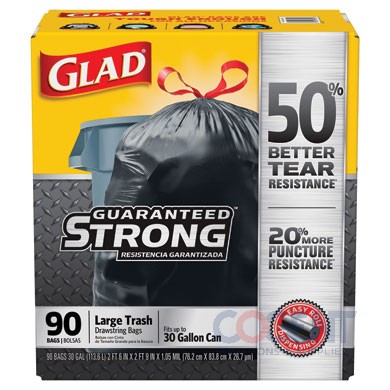 Can Liner 30gal 1.5mil Black Glad Drawstring 90/cs 78952