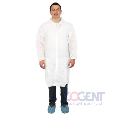 Lab Coat XLarge White PP Elast Wrist 30/cs M1714-XL-E/W