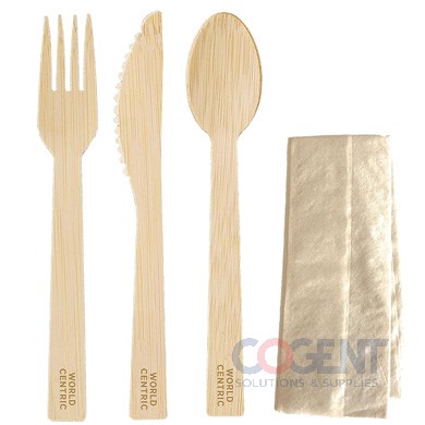 Bamboo Set w/ Fork knife Spoon FSC-100%,Compost 250/cs WORLD
